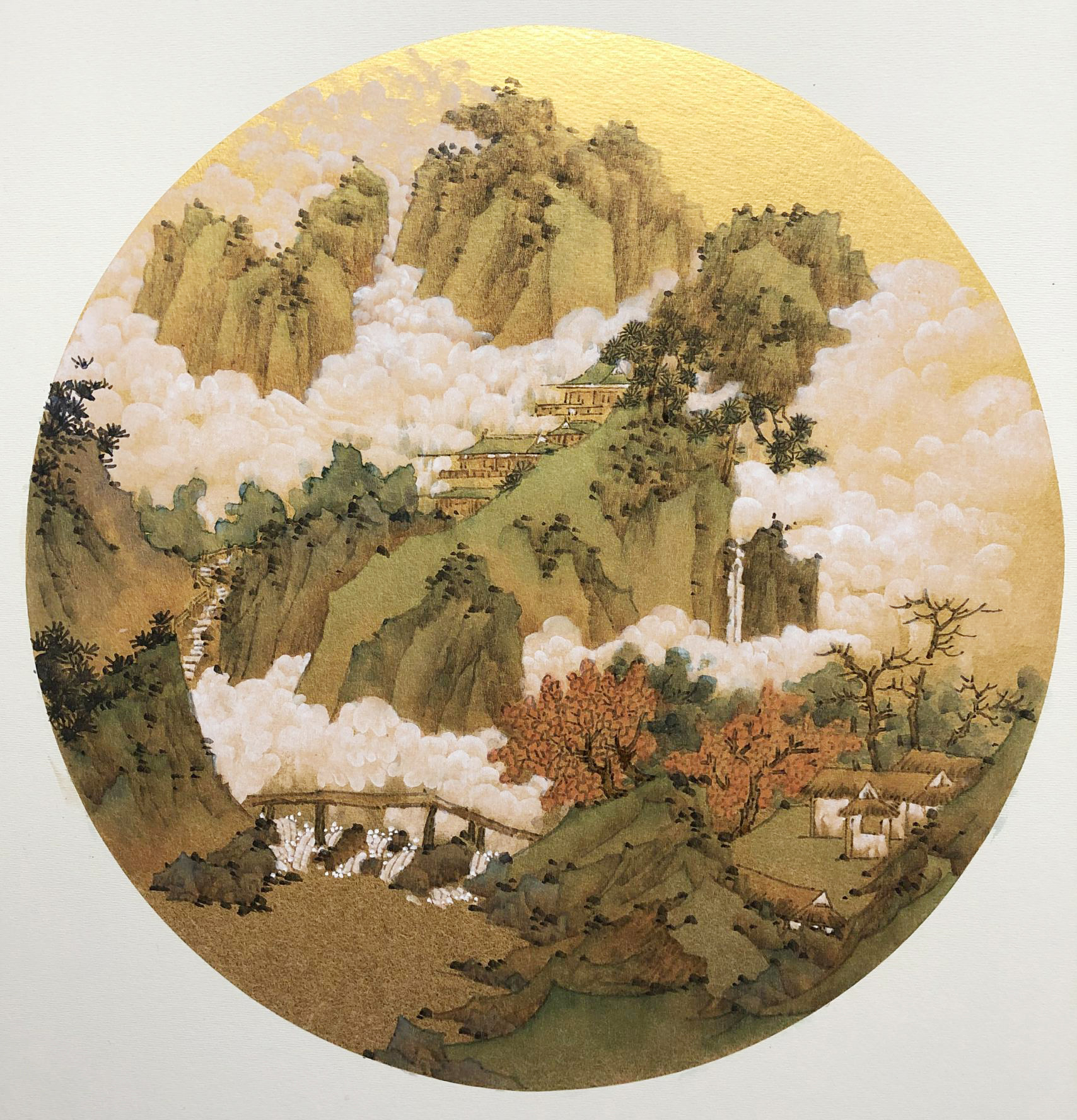 远上寒山、38x38cm、金卡纸、2021年.jpg