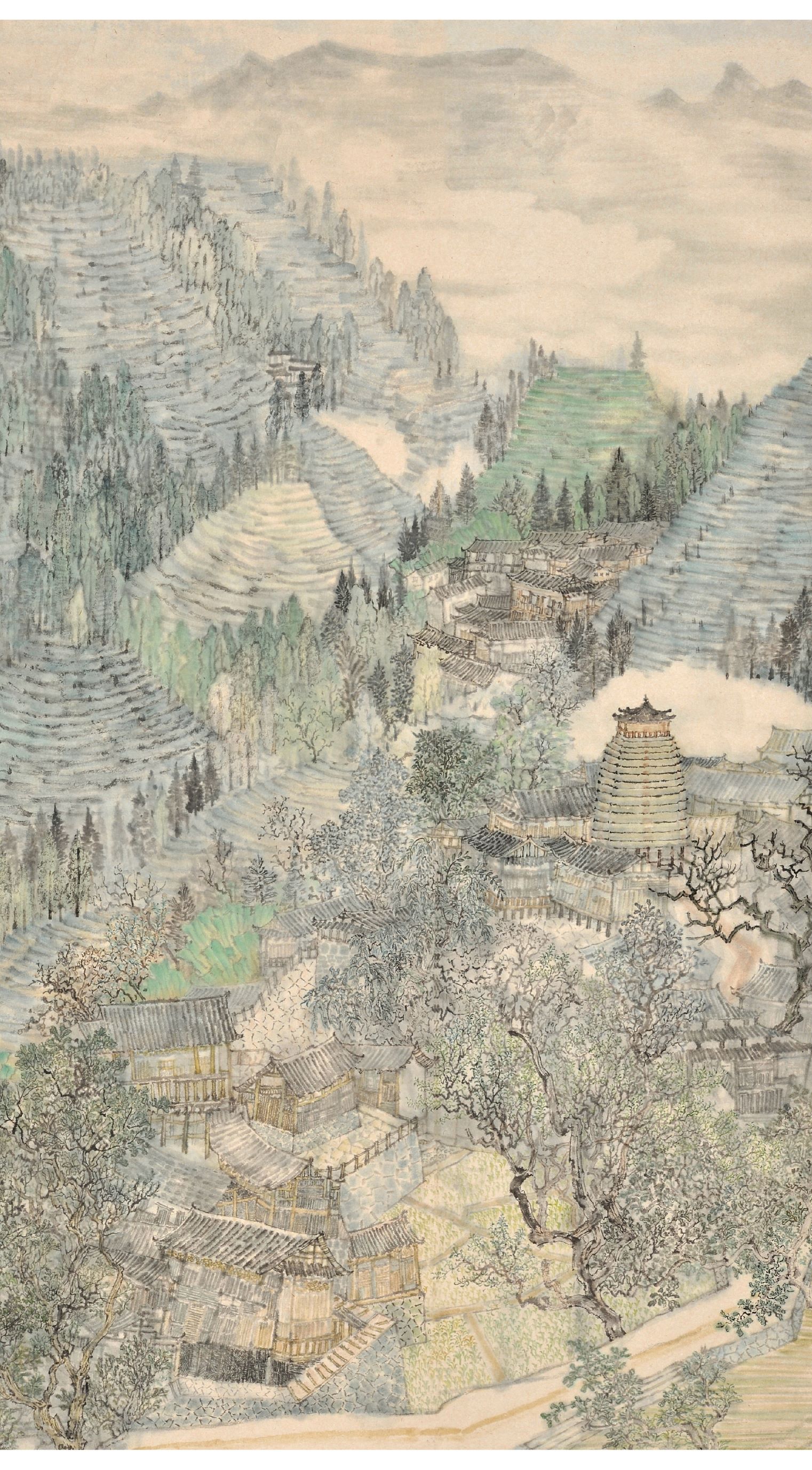 2017年《茶山青青》参加写意.苏州中国画（山水篇）双年展获入会资格 尺寸：180.96  纸本设色.JPG