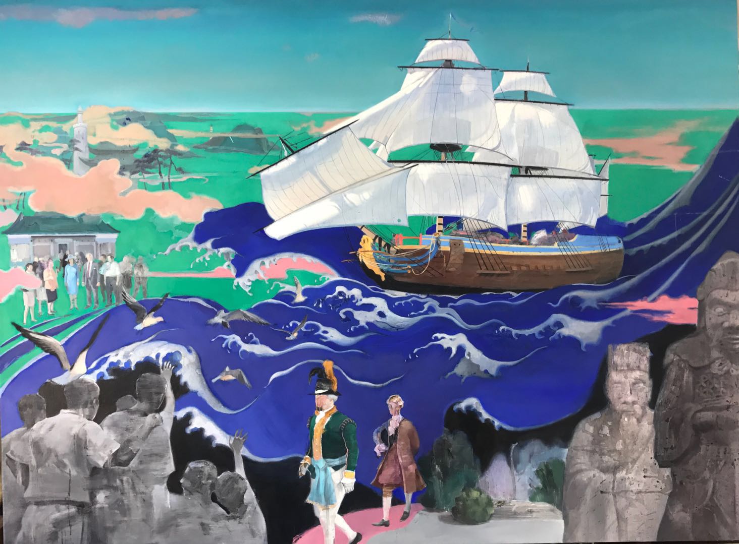 《海上丝路一一哥德堡号访广州》197X145CM 布面油画 2018年.jpg 《海上丝路一一哥德堡号访广州》197X145CM 布面油画 2018年.jpg