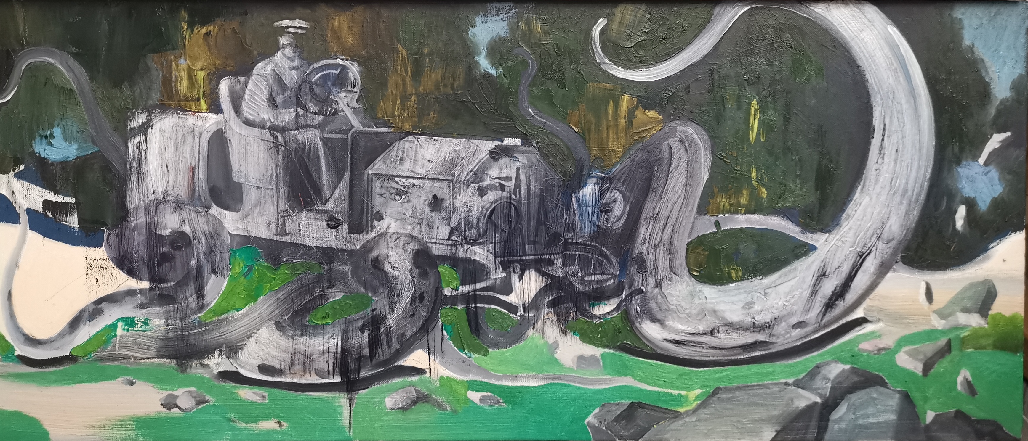 《北京巴黎拉力赛5》30X70CM布面油画2021年.jpg 《北京巴黎拉力赛5》30X70CM布面油画2021年.jpg