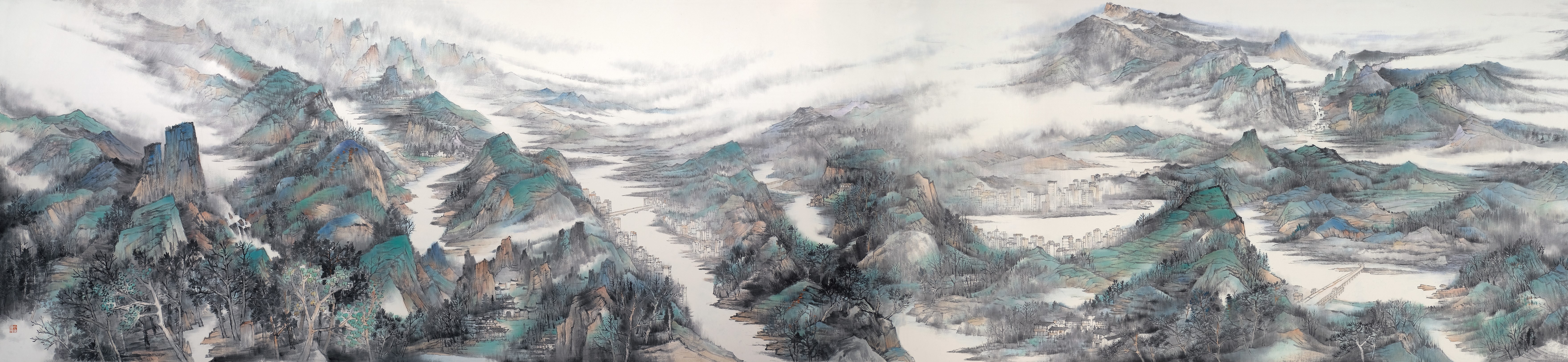 1《湘江北去》作者：王金石、石纲、石劲松145cm×2520cm中国画.jpg
